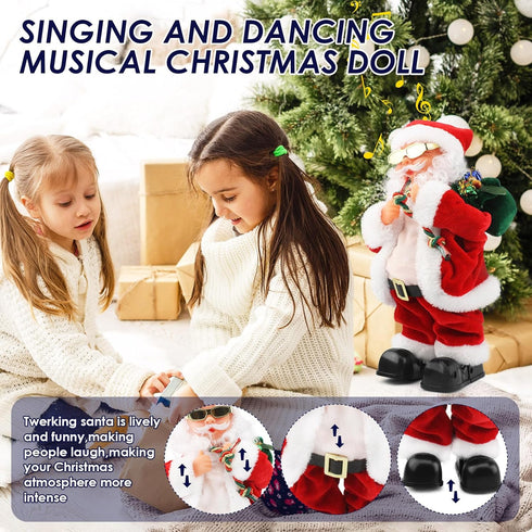 Dancing Santa Claus Toy with Shaking Belly and Feet - Musical Christmas Doll for Festive Cheer