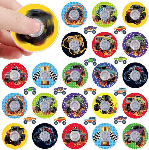 SCIONE 24Pack Monster Truck Fidget Spinner Toys for Kids, Race Car Birthday