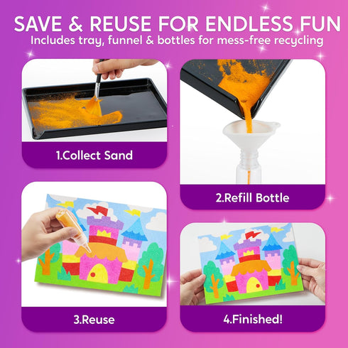 14 6 4 5+ JOVA Klever Kits Glow Sand Art Kits for Kids, Glow in The Dark Sand Painting with Colors, Kids Crafts