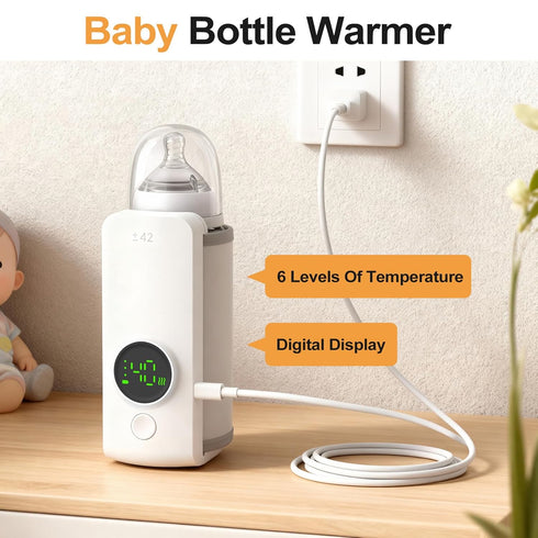 KLOMBIO 6000 Portable Bottle Warmer, Equipped with a mAh Battery, Suitable for Dreastfeeding and Formula Feeding