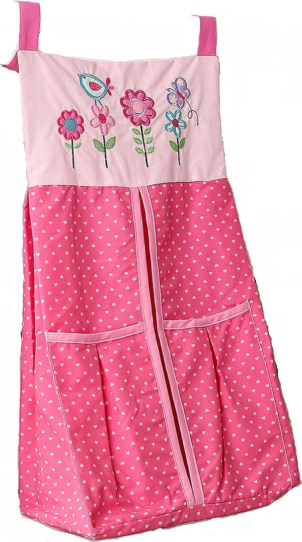 CribMATE 1 PC Pink Flower Owl Crib Diaper Bag, Crib Diaper Hanging Organizer