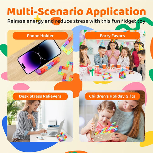 FUIYKA 30pcs Wacky Track Fidget Toys Bulk for Kids: Snap and Click Sensory Puzzle, Goodie Bag, Treasure Box Prizes