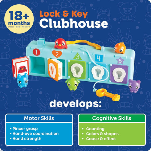 Counting Learning Resources Lock & Key Clubhouse, and Fine Motor Games, Combination Lock Toy , Montessori Activity