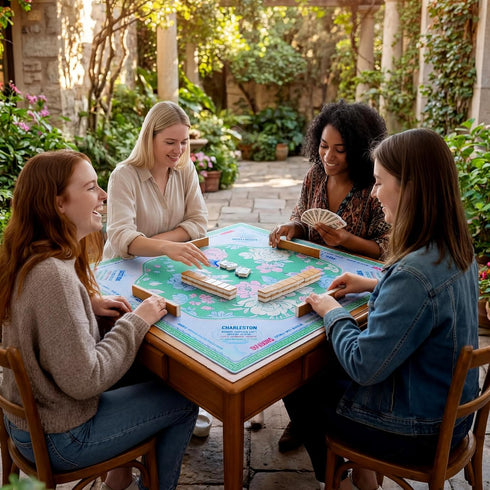31.5 31.5 Soulchen Blue and Green American Mahjong Mat with Rules for Table, No Creases, Ships Rolled, x Non-Slip Noise