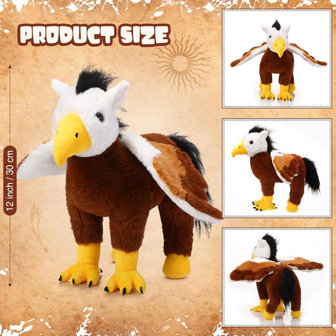 Plush Hippogriff Stuffed Animal - 12 Inch Large Hippogryph Plush Toy, Mixture of Bald Eagle and Horse Mythological