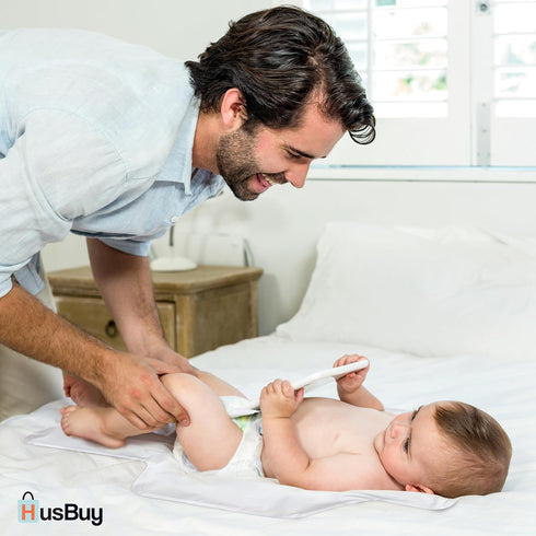 HusBuy Portable Changing Pad for Baby - Waterproof Travel Diaper Changing Mat with Built-in Pillow - Foldable