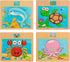Wooden Jigsaw Puzzles Set - 12 Piece Colorful Educational Sea Animals for Kids 2-5 (4 Puzzles)