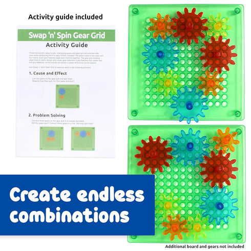 2+ 4 2 Spark & Wow Swap 'N' Spin Gear Grid | Ages | Translucent | Gears Toys for Kids | Colors and Sizes | Early STEM