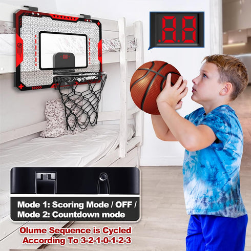 Basketball Hoop Indoor for Kids 5-10+ Years, Mini Basketball Hoop with Electronic Scoreboard Over The Door