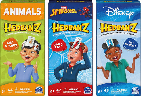 Hedbanz Picture Guessing Board Game Bundle of Disney, Spiderman, Animals for Family Game Night, Ages 6 and Up