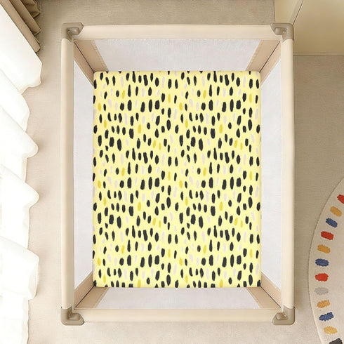 miaozhen 1 Pack 52x28 Cotton Baby Crib Sheets Soft Stretchy Ghothic Leopard Pastel Yellow Crib Mattress Sheet