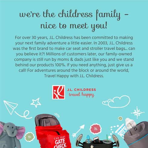 J.L. Childress Compact Travel Stroller Bag for Airplane - Fits Most Compact-Fold Single Baby Strollers, Compatible