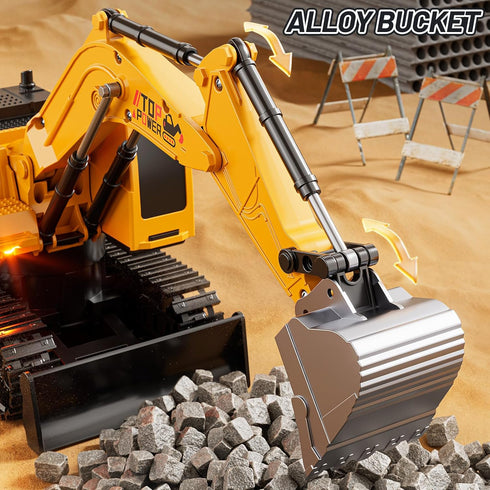 XINNOVEL 6-12, 11CH 2.4Ghz 3 4 5 6 7 8 9 10 11 12 Remote Control Excavator Toys for Boys Age RC Sand Digger with Metal