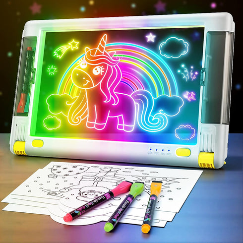 Rechargeable LED Drawing Board, 15 Inch 9-Color Light Modes Neon Art Light