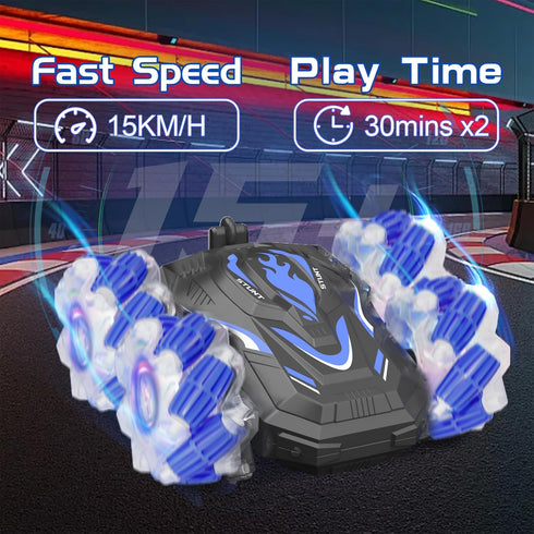 New Gesture Sensing RC Stunt Car with Lights Music, Hand Gesture Control 360° Spins for Boys 6-12