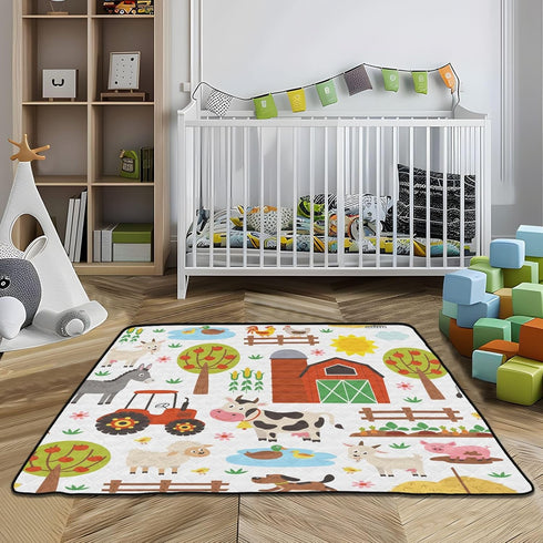 GOODOLD 50x50 Inch Farm Animals Baby Play Mat One-Piece Soft Crawling Mat Waterproof Playmat with Non-Slip Bottom