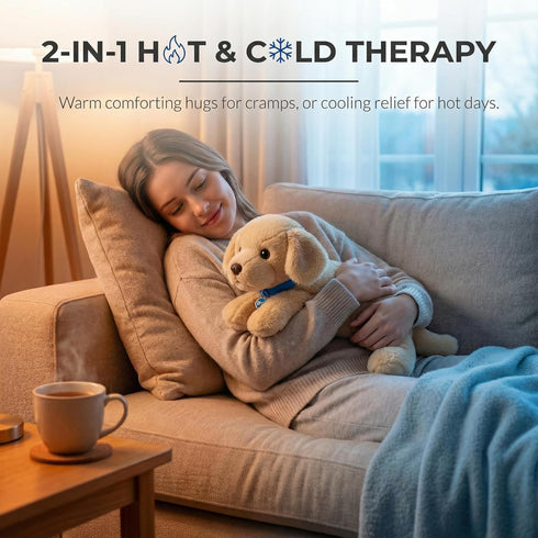 1.7lb 16" Heating Pad Stuffed Animal, Microwavable Dog Plush for Cramps & Anxiety Relief, Golden Retriever Weighted