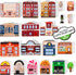 20 Pc Wooden City Play Set - Wooden Town Buildings and Street
