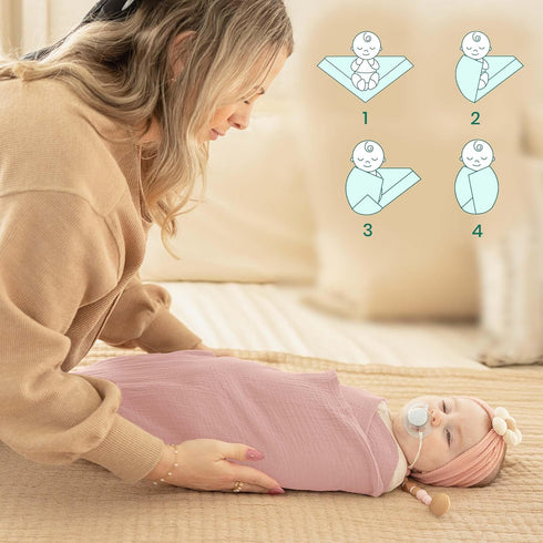 2 Pack 47" 47" 100% Muslin Swaddle Blankets x Soft & Breathable Muslin Baby Blanket for Newborns, Large Swaddle Blanket