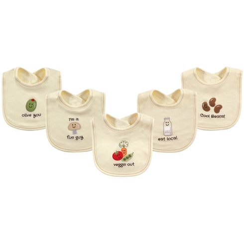 Organic Cotton Baby Bibs in Veggie Print - One Size Fits All