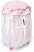 Badger Basket Toy Royal Pavilion Round Doll Bed with Canopy and Bedding for 18 inch Dolls, Pink/White