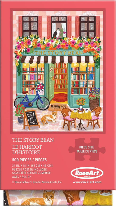 500 RoseArt - Vertical Visions - The Story Bean - Piece Jigsaw Puzzle - Caf and Book Store Puzzle for Adults