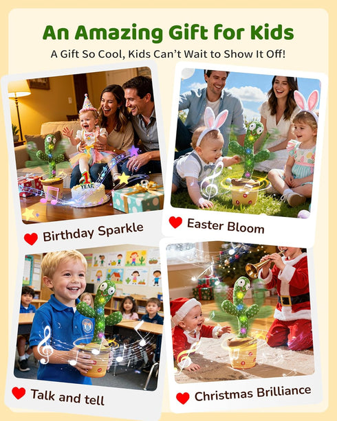 0-6 3-6 6-12 12-18 2 3 4 5 6 7 8 9 10 120 Dancing Talking Cactus Baby Toys Months, Toddler Boys Girls Gifts for Month