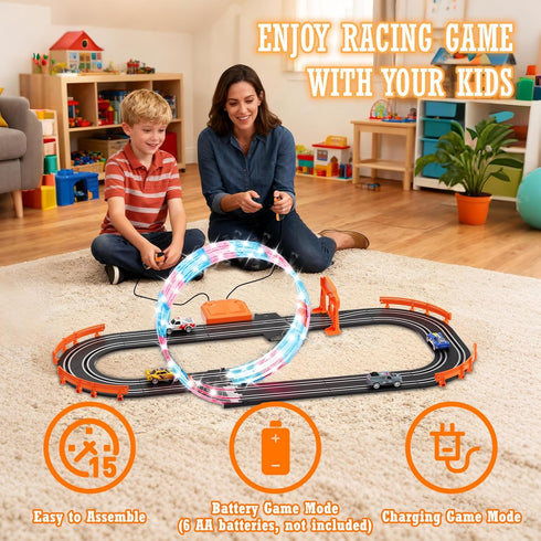 9.86ft 2-in-1 Sets 4 Set Counter,Birthday Boys(S2) Slot Car Track Toy - with Cars,Battery or Electric Car Track