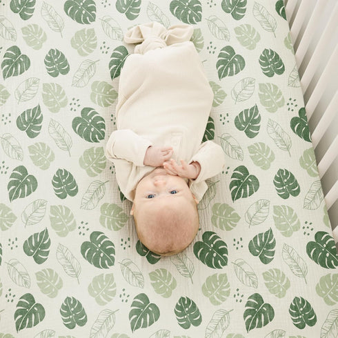 2 Pack, 52"x28" Konssy Muslin Crib Sheets for Boys, Soft Cotton Neutral Baby Sheets for Standard Crib Mattress (Sage