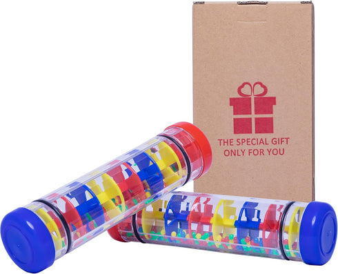 2 Pack 8 Inch Rain Sticks for Kids, Sensory Toys for Toddlers 1-3, Rainmaker Wobble Toys for Babies