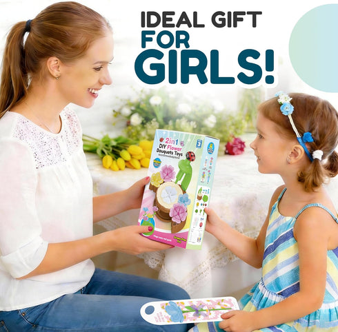 Wiyeang 36 DIY Flower Bouquet Craft Kit for Kids, Water Absorbing Dyeing & Fabric Flowers, Light-Up Music Base, Bug