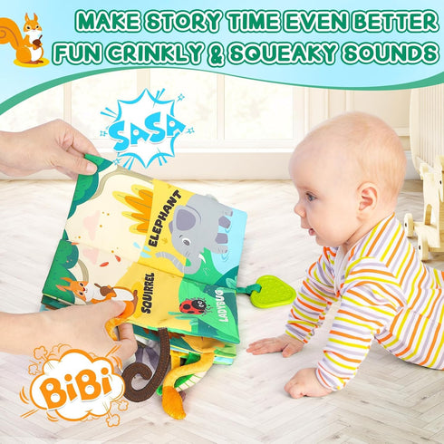 Baby Books 0-6 Months - Crinkle Cloth Book - Touch and Feel Baby Books - Infant Toys for Newborn Boys Girls
