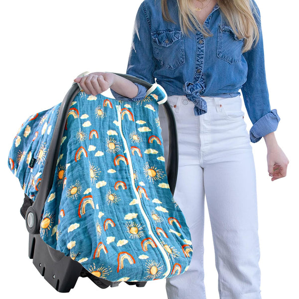 Bebe au Lait Classic Muslin Car Seat Cover -Perfect Baby Car Seat