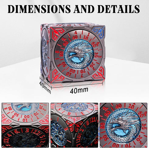 7-in-1 Set 3D Set DND Spinner Dice - Metal Dice with Relief Dragon Design | Unique Spinner Design for Dungeons
