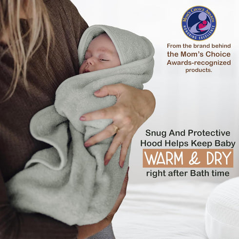 100% 31x31 Inches Organic Cotton Plush Woven Hooded Baby Bath Towels - Soft and Absorbent for Newborns and Kids, Baby
