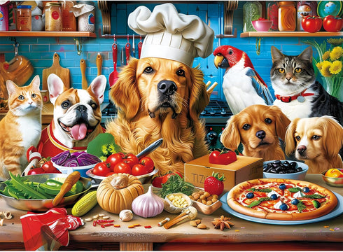 VOLUVOLU 500 Piece Puzzles for Adults, Funny Puppy Animal Jigsaw Puzzles, Food Kitchen