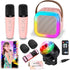 Karaoke Machine for Kids, Portable Bluetooth Speaker with 2 Wireless Microphones, Disco Ball Strobe Lamp for Dance