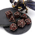 Set,7-Piece 3D Hollow Grim Reaper Metal DND Dice Polyhedral RPG Dice, Hollow Skeleton Design (Blood Red Numbers)