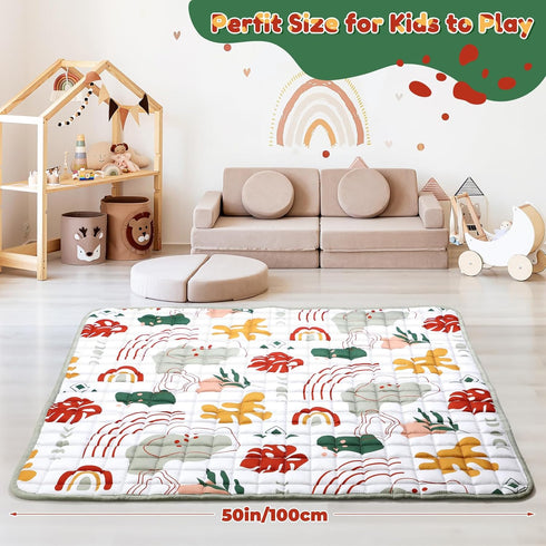 Percozzi 50" 50" Boho Baby Play Mat, ABC Alphabet, Words and Shapes Educational Learning & Fun, Boho Rainbow Baby
