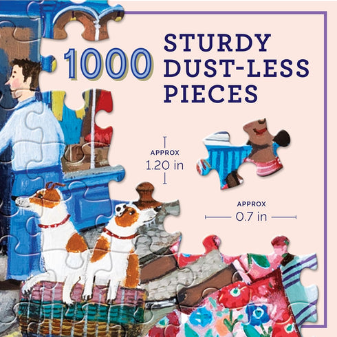 1000 23" 23" eeBoo Piece Puzzle - Village by the Sea Jigsaw Puzzle for Adults, Square x Made with Recycled Board