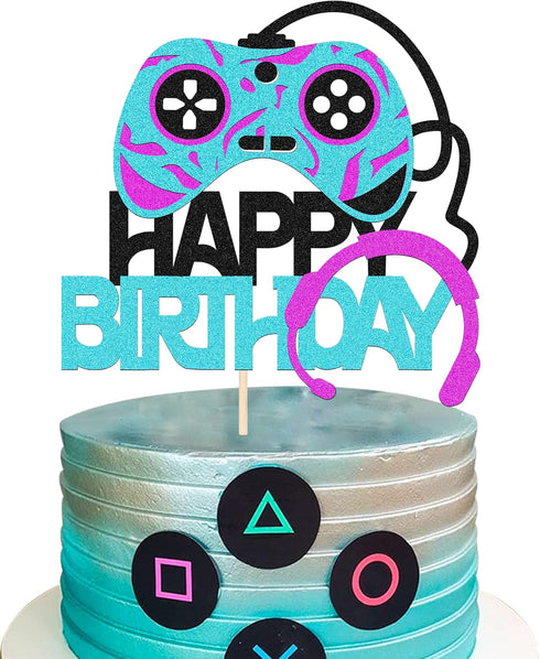 Video Games Level Up Happy Birthday Cake Toppers, Gamers Birthday Party Favors for Video Game