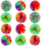 Leinuosen 12 Pieces Monkey Stringy Balls, Sensory Soft Rainbow Pom Bouncy Stress Bags, Multicolor Party Favors