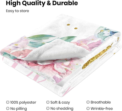 J&SBGFT 30"x40", Color18 Personalized Baby Girl Blanket, Customized Name Swaddle, Butterfly Receiving Blanket, Custom