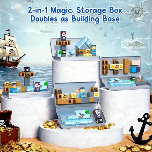 Kids,35 Set, 3+, Bmag Magnetic Building Blocks for PCS Pirate-Themed STEM Educational Magnet Toys for Kids Ages Travel