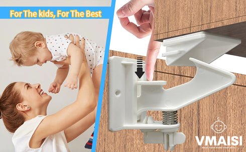 20 Pack Cabinet Locks, Vmaisi Child Safety Latches for Baby Proofing Cabinets Drawers, Easy Installation