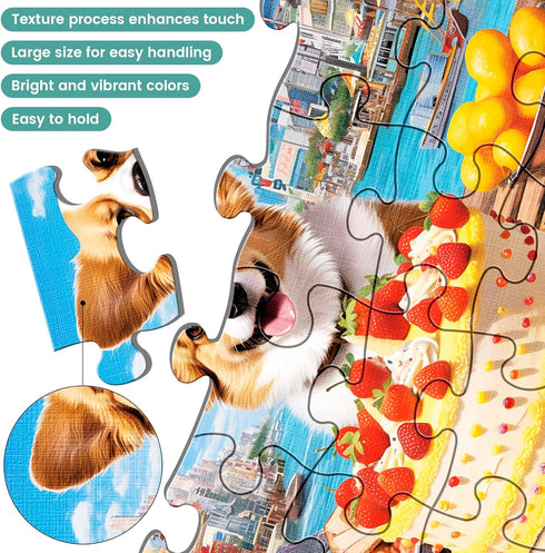 4 Pack 16 Large Piece Puzzle for Seniors - Alzheimer's Cognitive Jigsaw Puzzles for Elderly - Easy Fun Memory Game