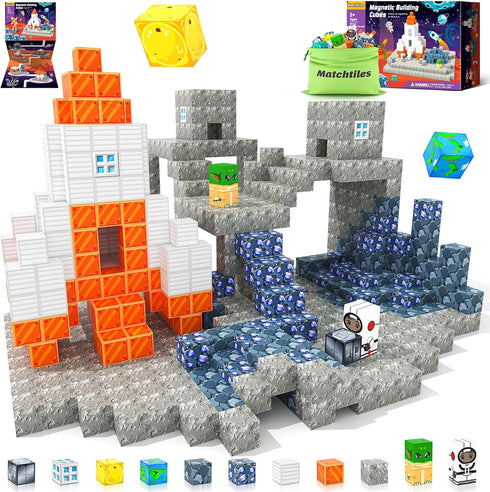 Magnetic Blocks - Build Mine Magnet World Set, Magnetic Tiles Building Toys for Boys & Girls Age 3-7, STEM Toys