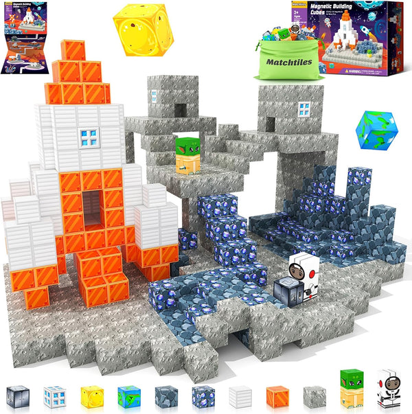 Magnetic Blocks - Build Mine Magnet World Set, Magnetic Tiles Building Toys for Boys & Girls Age 3-7, STEM Toys