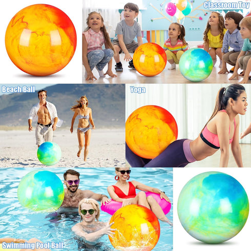 Deekin 2 Pcs 15 Inch 18 Inch Marbleized Bouncy Balls, Large Inflatable Rubber Playground Sensory Toys