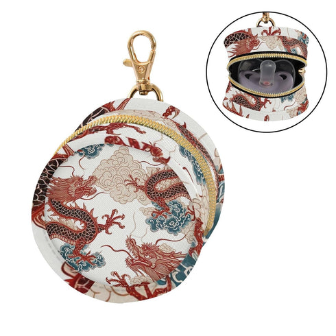 YETTASBIN Chinese Dragon Portable Pacifier Holder Case with Metal Hook Buckle & Zipper for Diaper Bag and Stroller